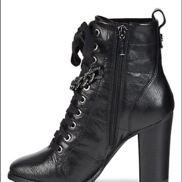 NEW LAGERFELD PARIS JADA LACE UP BOOTIES BLACK - Picture 4 of 7